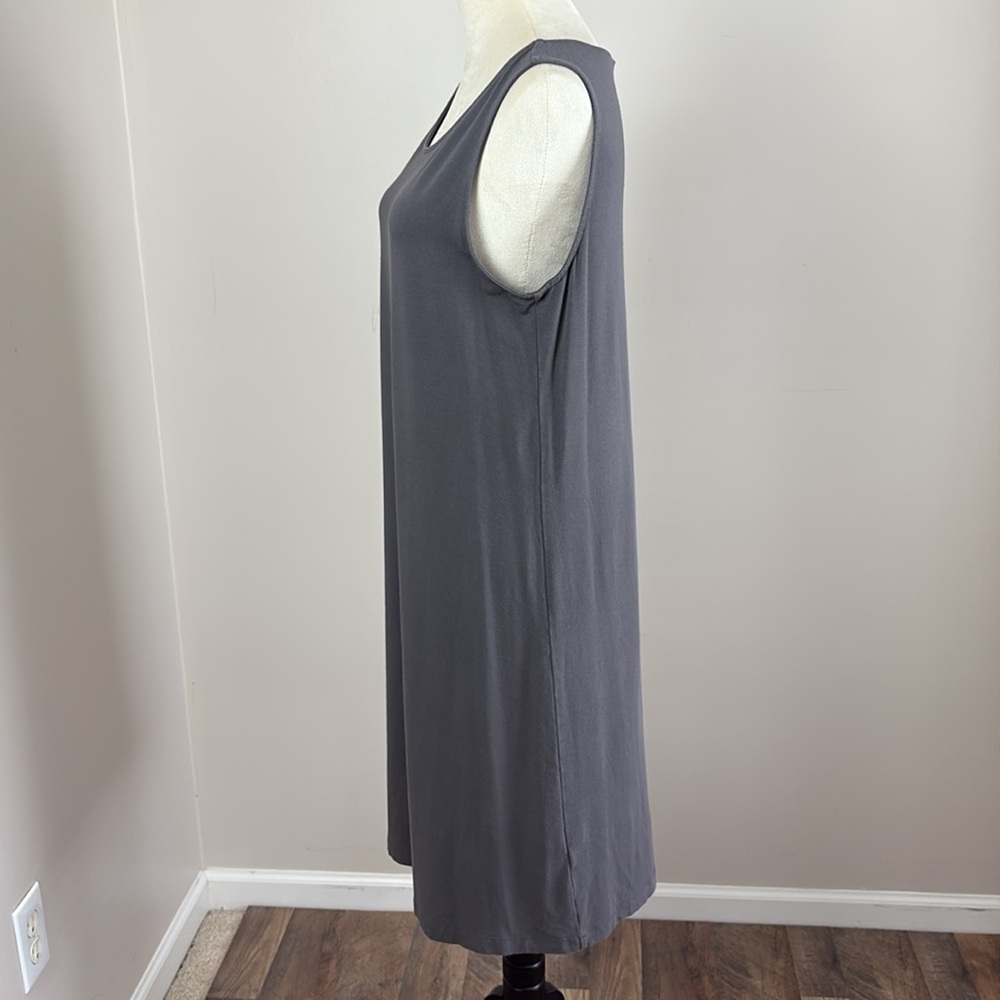 Eileen Fisher Sleeveless Dress Rayon Lycra Soft Stretch Knit A Line Grey Size M - Picture 5 of 11